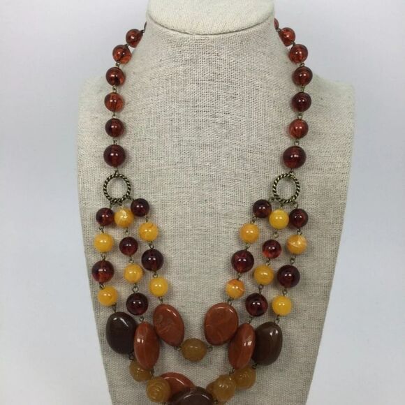 Robert Rose Faux Amber Beaded Necklace 20" NWOT - Picture 2 of 4